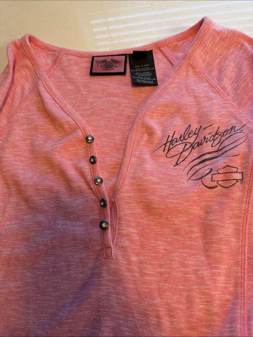 Harley-Davidson Women’s Pink Henley Top